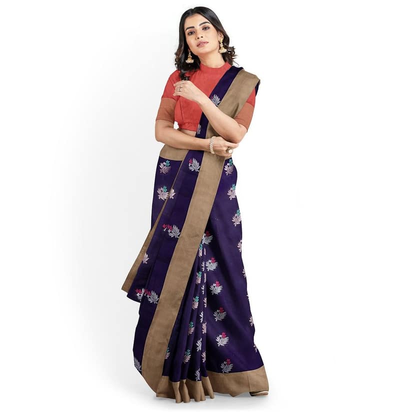 Navy Blue Color Kanjivaram Pure Silk Saree view 2
