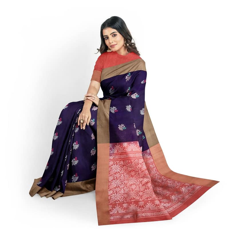 Navy Blue Color Kanjivaram Pure Silk Saree view 3