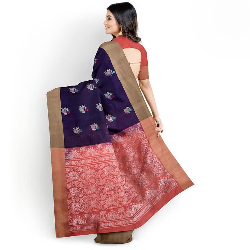 Navy Blue Color Kanjivaram Pure Silk Saree view 4