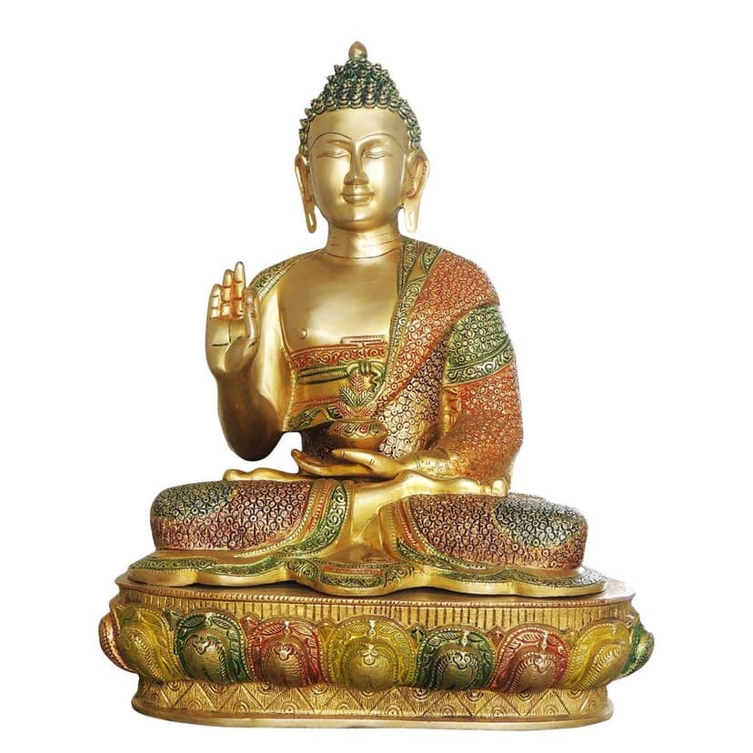 Brass Buddha Statue - Traditional Spiritual Home Decor, Height : 21.5 Inch (BSMAS660 E) view 2
