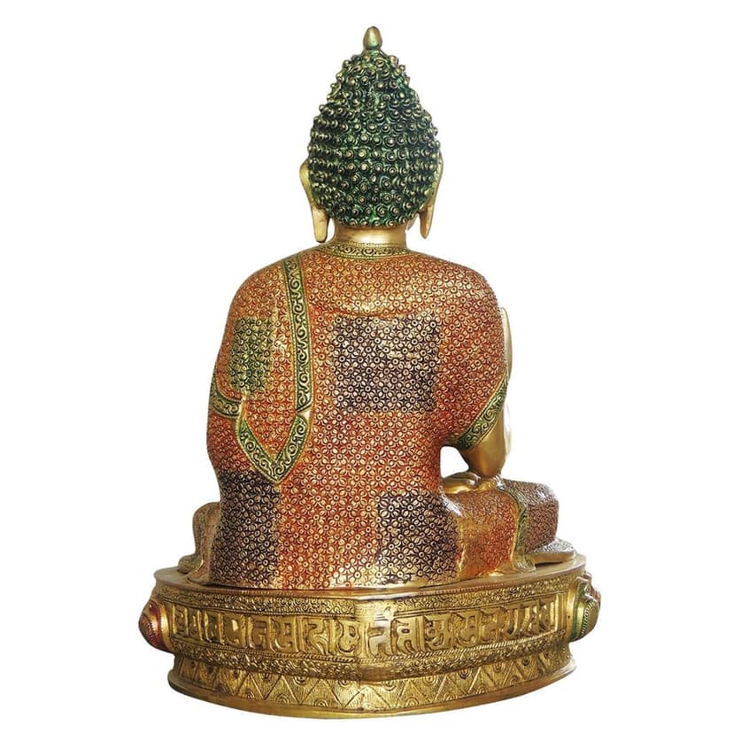 Brass Buddha Statue - Traditional Spiritual Home Decor, Height : 21.5 Inch (BSMAS660 E) view 3