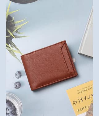 HRFSTAR PU Solid Men's Regular Wallet With 6 Slots For Card ( Tan , Pack of 1 )