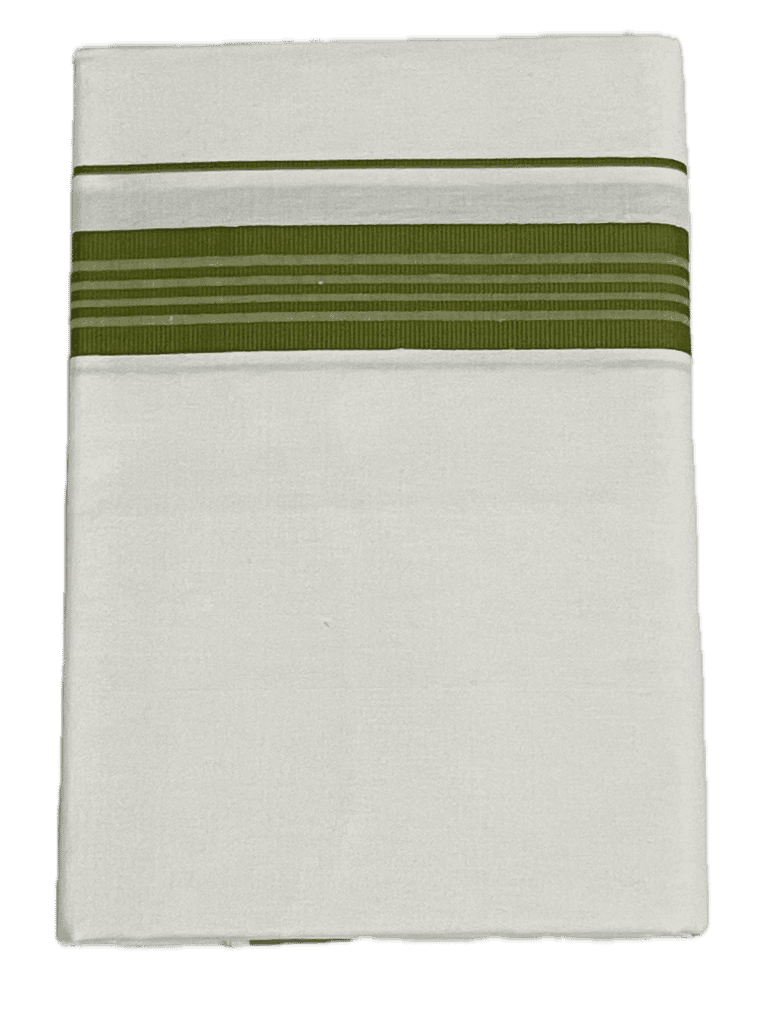 Pure white cotton Fancy border Dhothi - Think Border with lines - mundu view 4