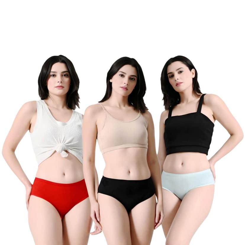 FAIROSTORE Women's Cotton Panties Comfortable Solid Panties Multicolor (XL Size 95 cm) Panties (Pack of 3)