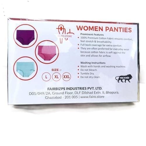FAIROSTORE Women's Cotton Panties Comfortable Solid Panties Multicolor (XL Size 95 cm) Panties (Pack of 3) view 9