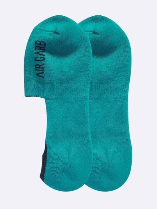 Air Garb's Cushioned No Show/ Invisible/ Secret Cotton Socks - Unisex - Aqua Blue view 2