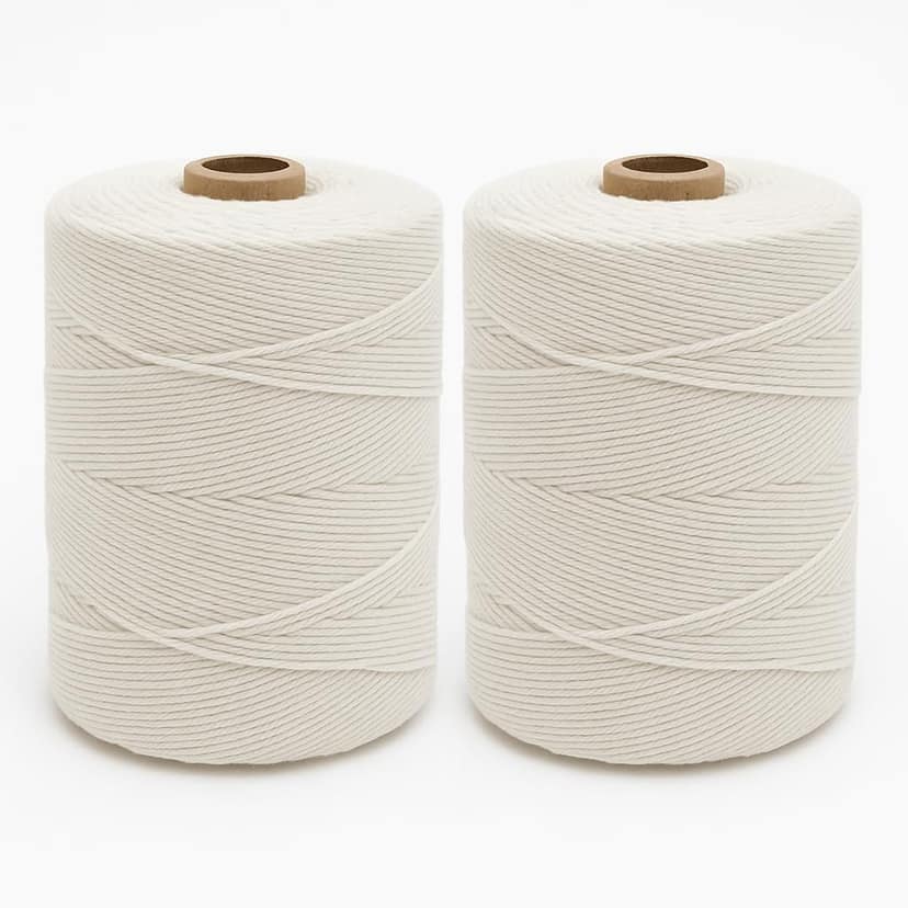 Crochet Thread Cotton Yarn – Pack of 2 Spools (1 mm, 200 g Gross Weight Each) – Approx. 150 m Length per Spool – Twisted Cord Dori for Macrame, Crochet, Knitting & DIY Projects | Off White view 5