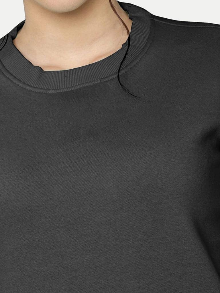 Women Solid Dark Grey Pullover view 4