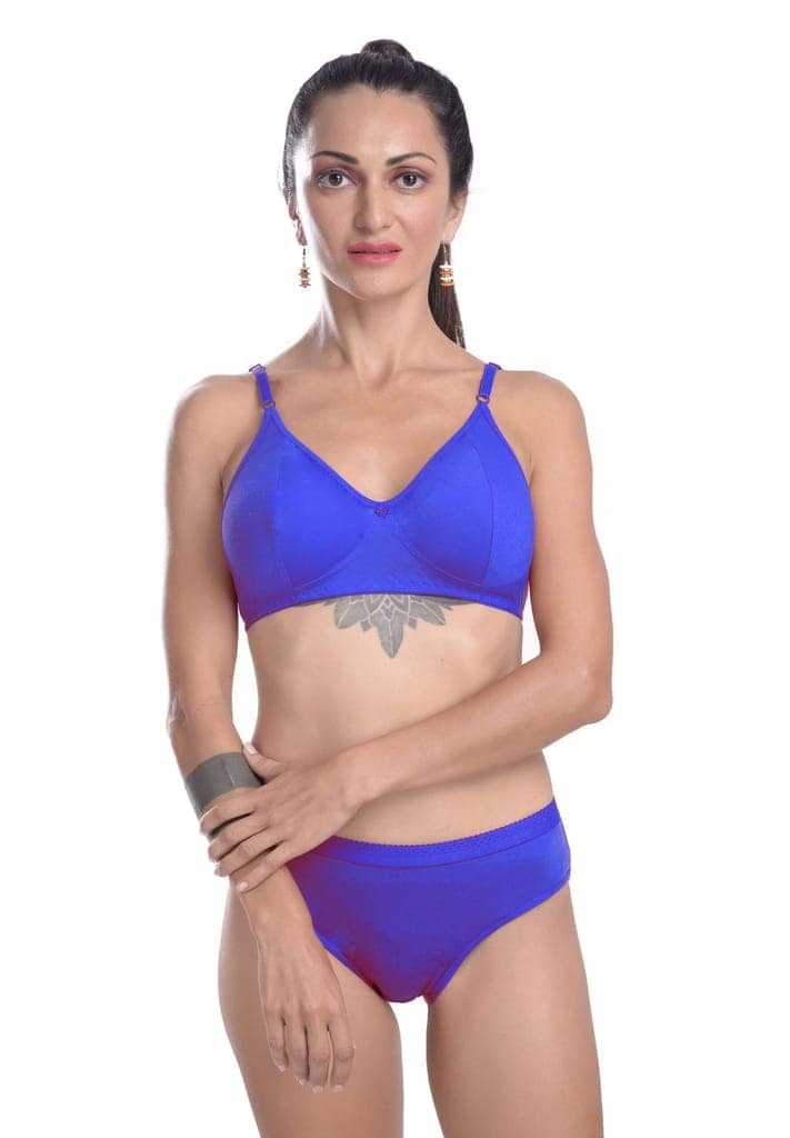 Plain Pure Cotton Bikini Bra Panty set view 3