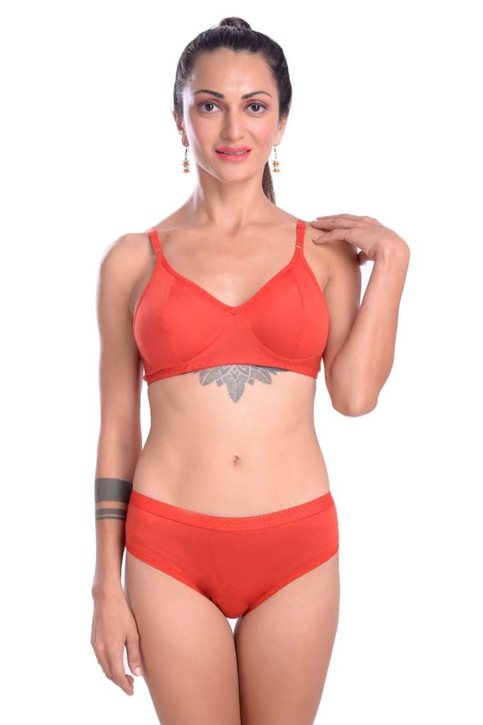 Plain Pure Cotton Bikini Bra Panty set view 7