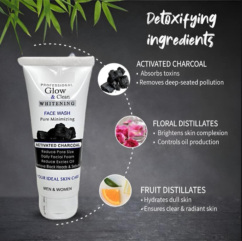 Glow & Clean Whitening Activated Charcoal Face Wash - Pore Minimizing & Oil Control view 3