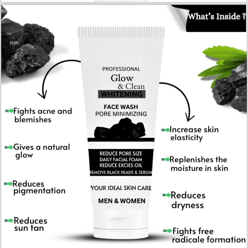 Glow & Clean Whitening Activated Charcoal Face Wash - Pore Minimizing & Oil Control view 5