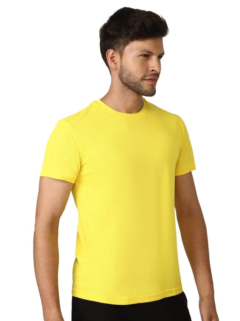 Budoc Round Neck Half Sleeve Solid Regular fit Polyester T-shirt for Men Comfortable Breathable Fabric Stretchable for Everyday Use Ideal for Yoga Training Gym Running or Performance view 2