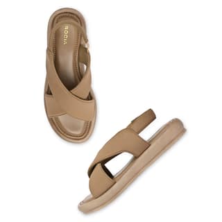Beige Women Casual Cross Sandals
