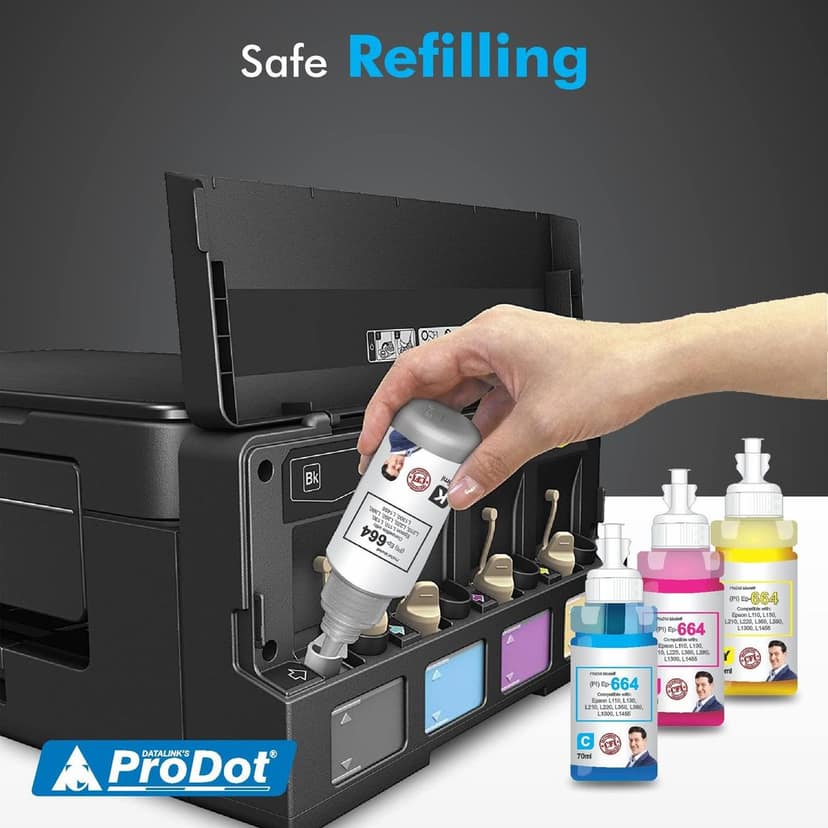 ProDot Ep 001/003 Inkjet Ink Refill Compatible with Epson L1110, L1455, L3100, L3101, L3110, L3150, L4150, L4160, L5190, L6160, L6170, L6190 Ink Tank Printers view 6