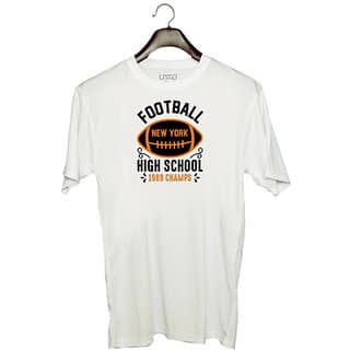 UDNAG Unisex Round Neck Graphic Football, Football high Polyester T-Shirt White