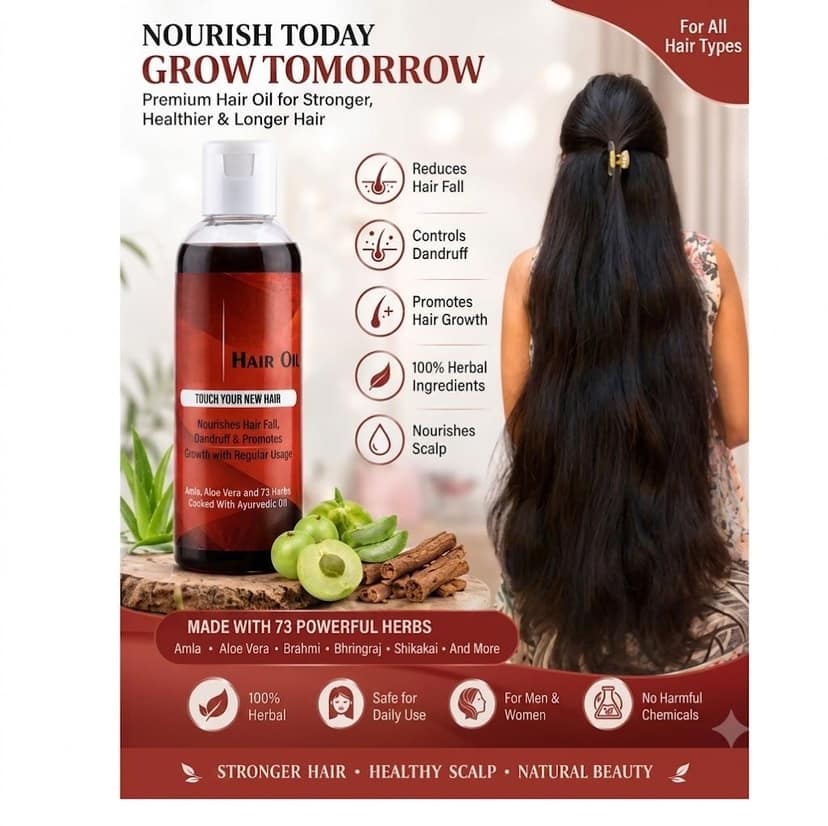 Anti-Hair Fall & Hair Regrowth Oil for Men and Women 100 ml Pack of 1 – Ayurvedic Hair Oil for Thinning Hair, Receding Hair Line, Hair Fall, Hair Damage Control For All Hair Types view 5
