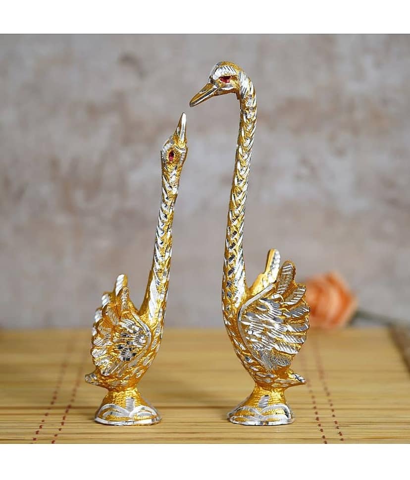 eCraftIndia Dancing Swan Couple Statues Decorative Bird Figurines Showpieces view 2