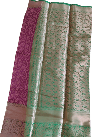 Purple Silk Saree With Golden Zari Border 5.5 meter length Saree view 3