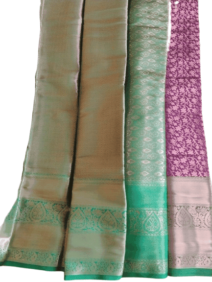 Purple Silk Saree With Golden Zari Border 5.5 meter length Saree view 4