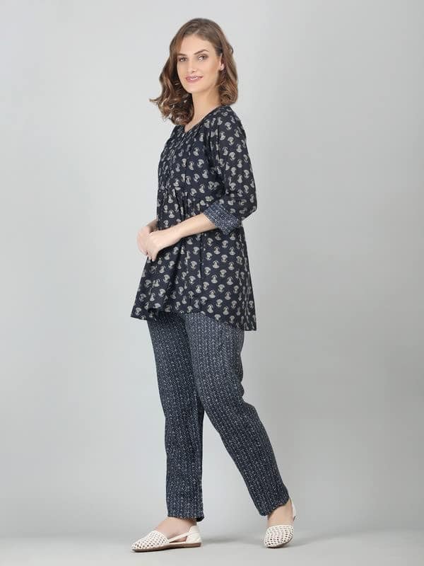 KOI SLEEPWEAR Women's Printed Round Neck Blue Maternity Co-ord Set (XXL) view 2