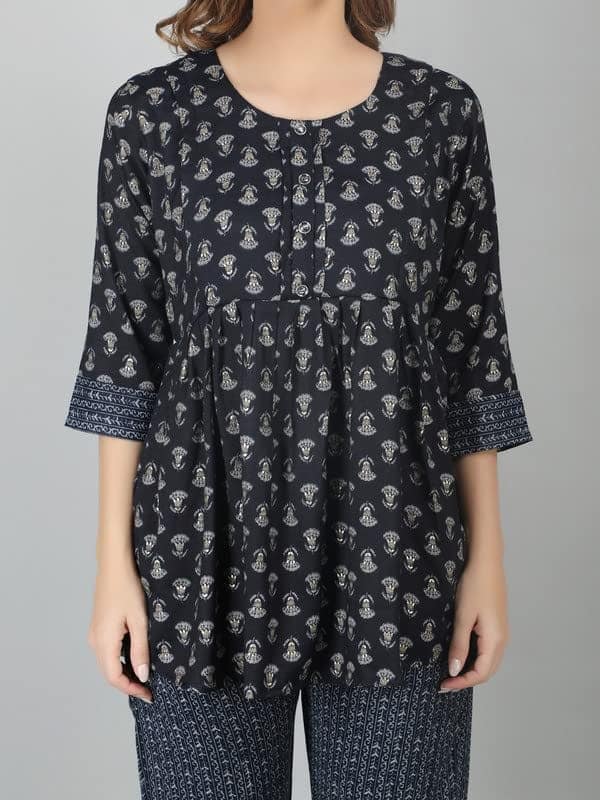KOI SLEEPWEAR Women's Printed Round Neck Blue Maternity Co-ord Set (XXL) view 5
