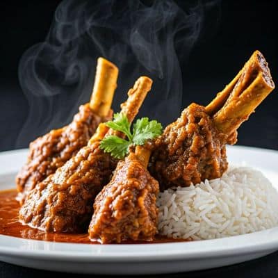 Tender Mutton Curry (4pcs) & Rice