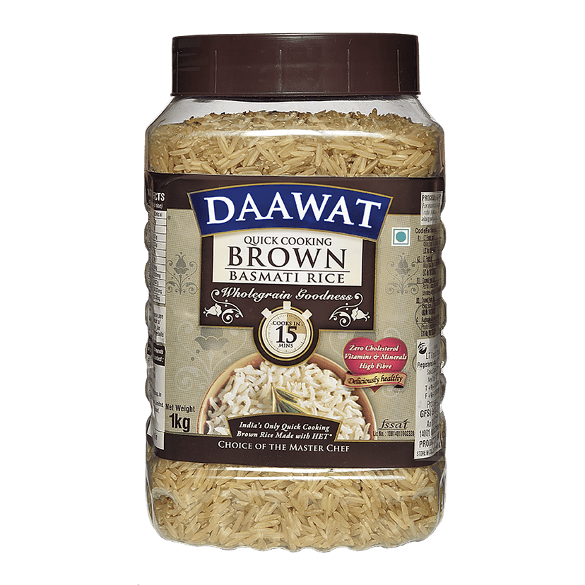 Daawat Basmati Rice/Basmati Akki - Brown (Quick Cooking), 1 Kg Jar view 2