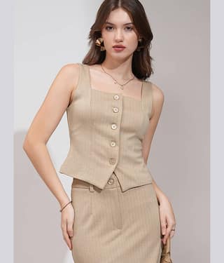 Tokyo Talkies Women Striped Top With Skirt Co-Ord Set ( Multi Color )