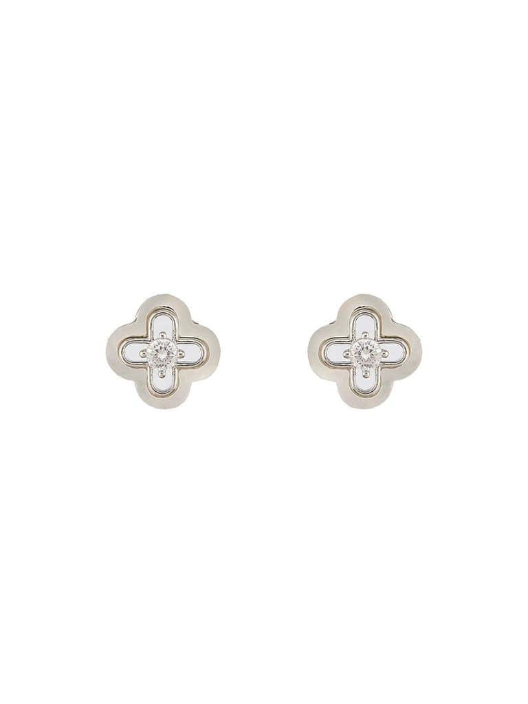 Anti-Tarnish Rhodium Plated AD Studded Minimal Floral Pendant Jewellery Set view 6