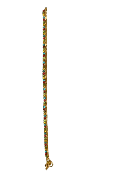 Multi-Color Stone Anklets - Gold Chain - Dazzling Anklet Jewelry view 2