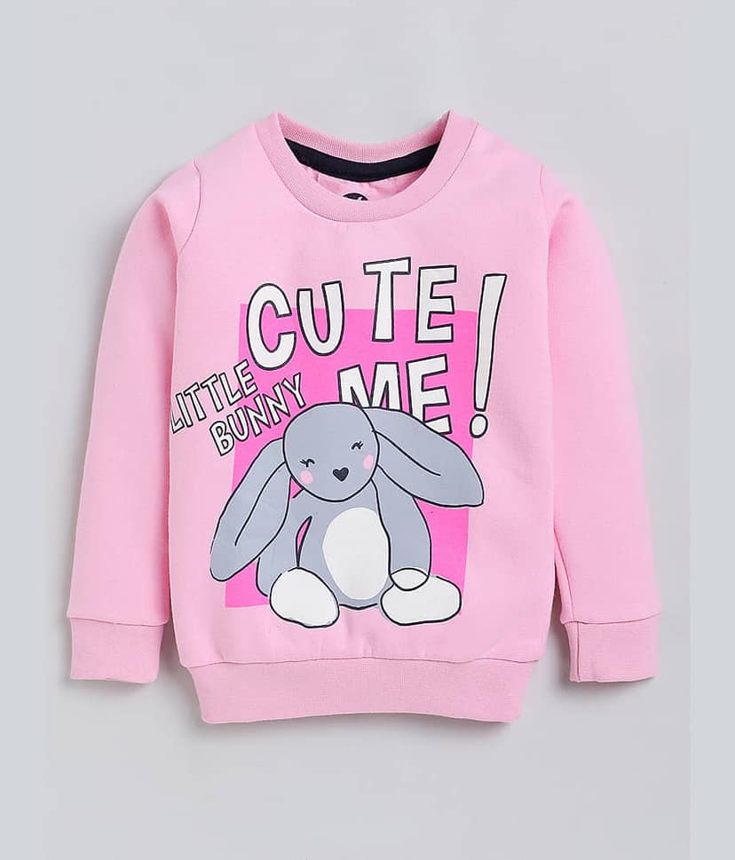 Lazy Shark Girls Cotton Sweatshirt ( Pink )
