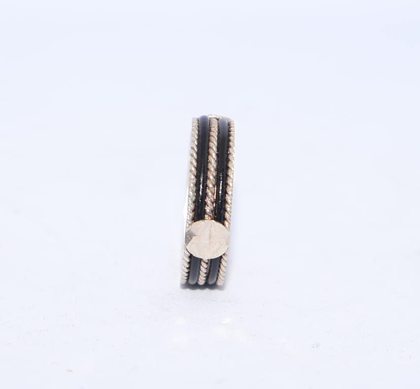 Silver coated Ring with Black Accents - Elegant and Timeless view 2
