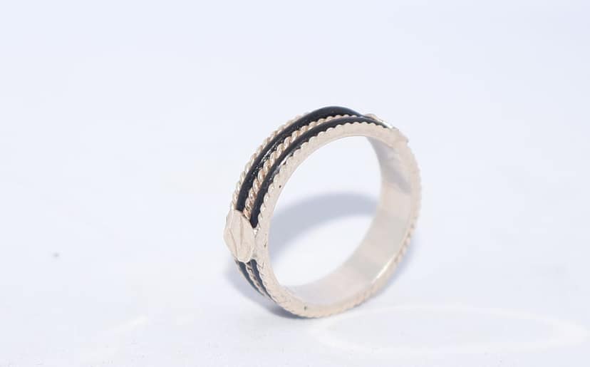 Silver coated Ring with Black Accents - Elegant and Timeless view 3