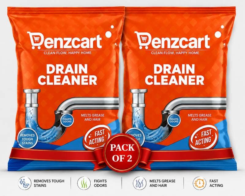 Denzcart Drain Cleaner (Pack of 2) | Fast-Acting Grease & Hair Remover | Kitchen & Bathroom Maintenance view 2