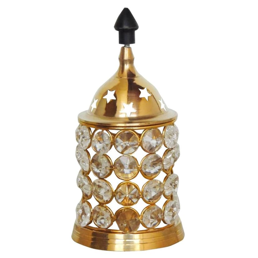 Brass Table Decor Oil Lamp Deep Jyoti No. 3 - Elegant Brass Oil Lamp for Home Temple, Height : 8 Inch (FMAS320 C) view 2