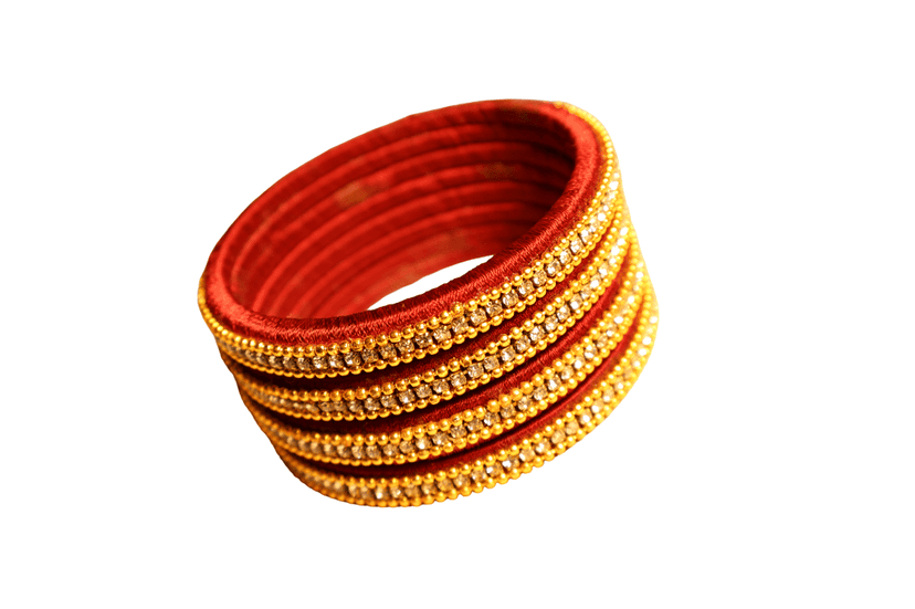 Red & Gold Beaded Bangles - Ethnic Elegance view 3