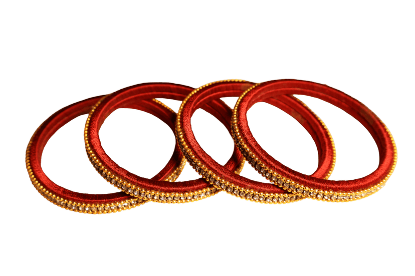 Red & Gold Beaded Bangles - Ethnic Elegance view 4