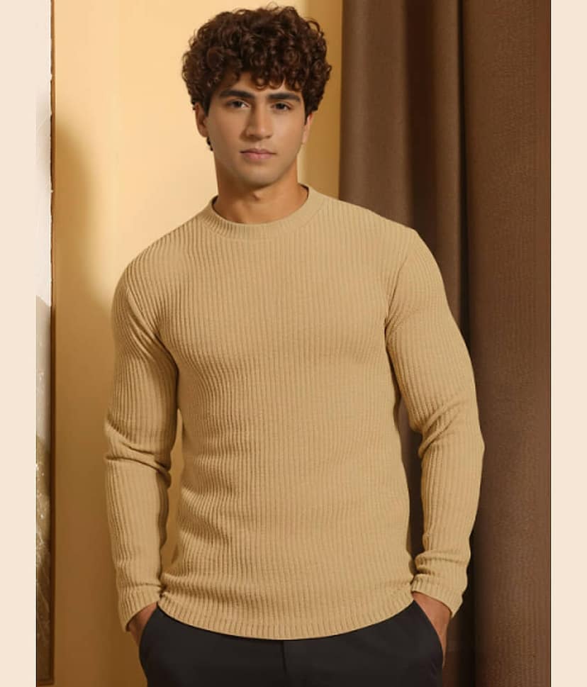 RodZen Men Polyester Regular Fit Self Design T-Shirt ( Olive )