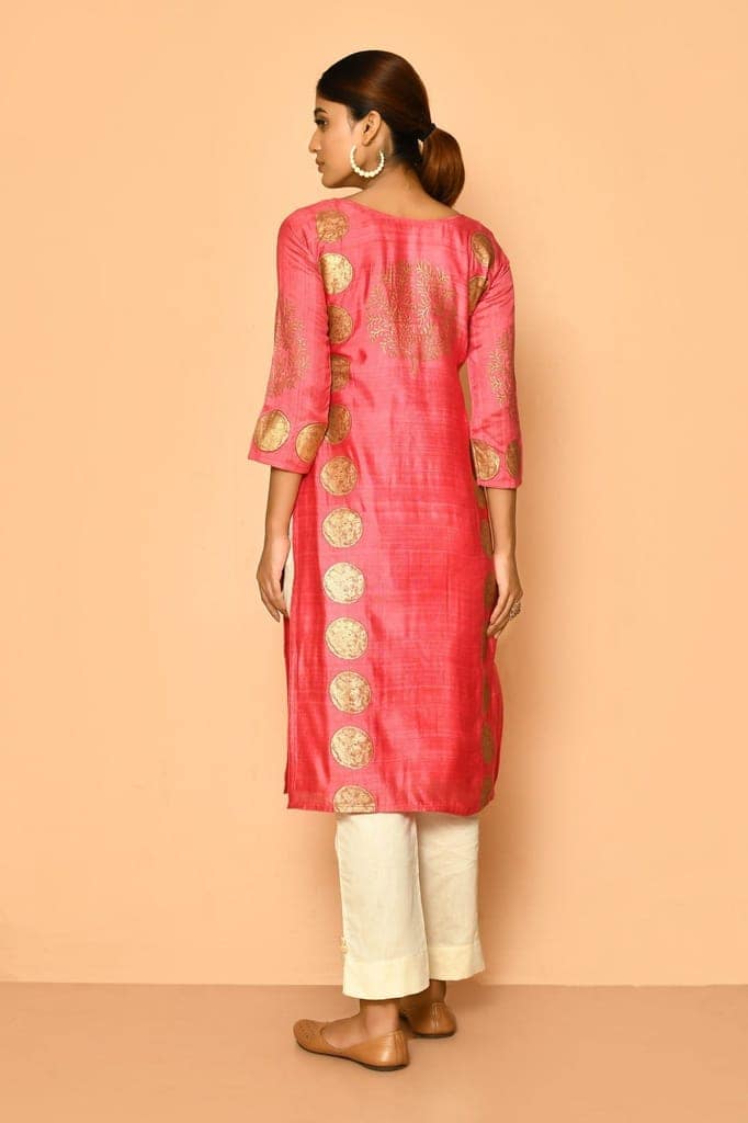 Ruby Handloom cotton silk kurta for women view 5