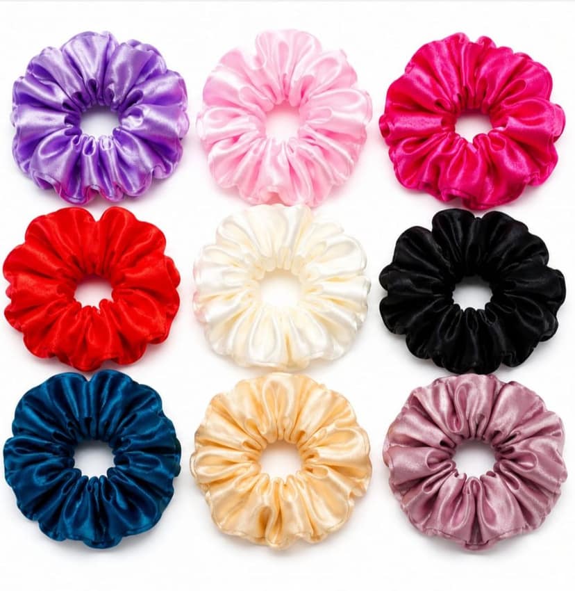 9-Piece Satin Silk Hair Scrunchies Set view 3