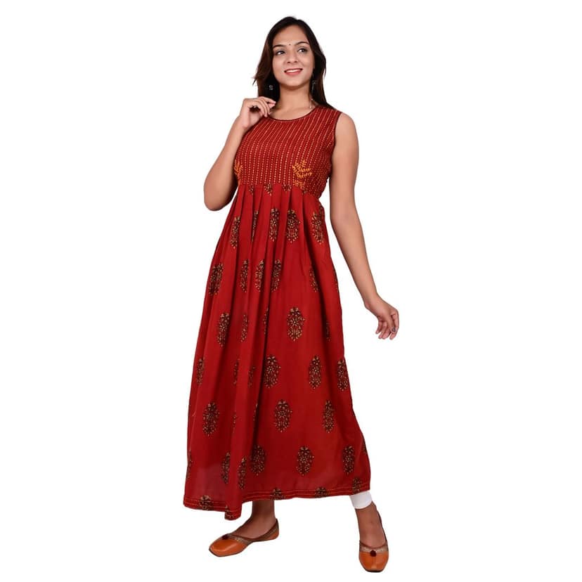 Tribes India Hand Embroidered Anarkali Kurti With Jacket view 5
