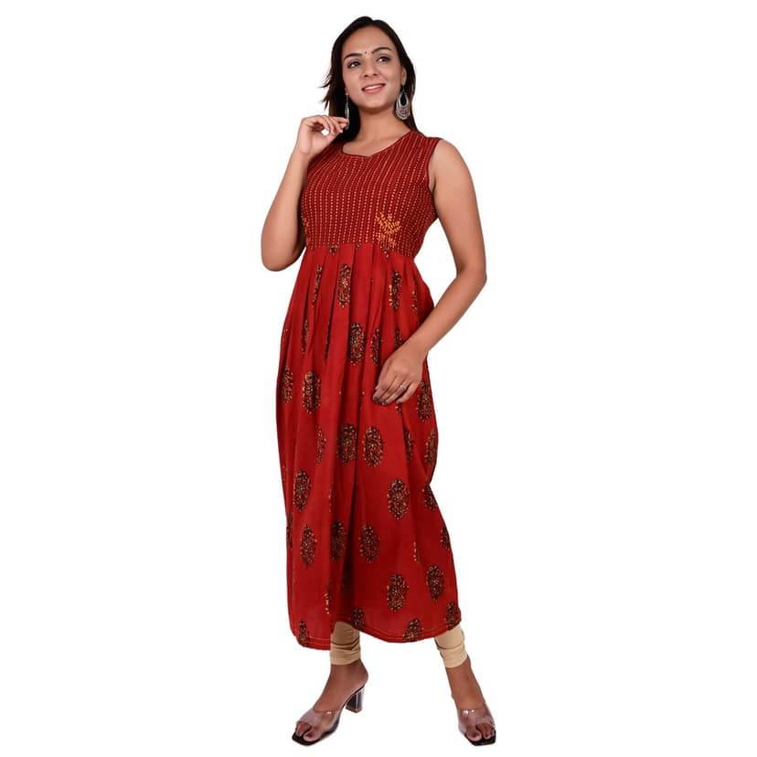Tribes India Hand Embroidered Anarkali Kurti With Jacket view 7