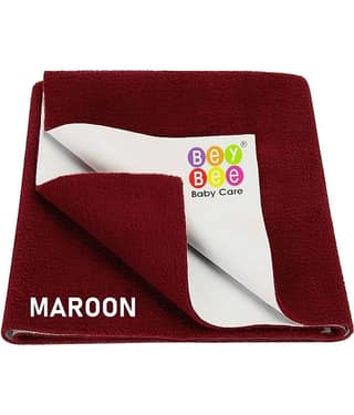 Beybee Maroon Laminated Bed Protector Sheet ( Pack of 2 )