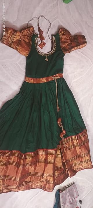 Green Silk Traditional Indian Lehenga Choli with Zari Border and Embroidery