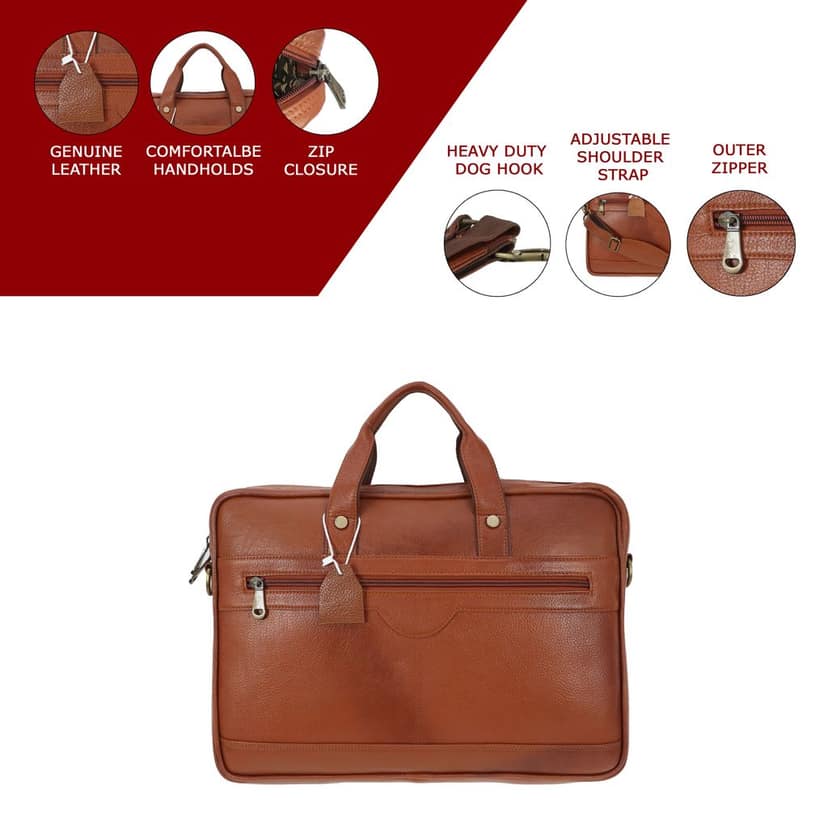 Genuine Leather FHS Laptop Bag For Men & Womens view 4