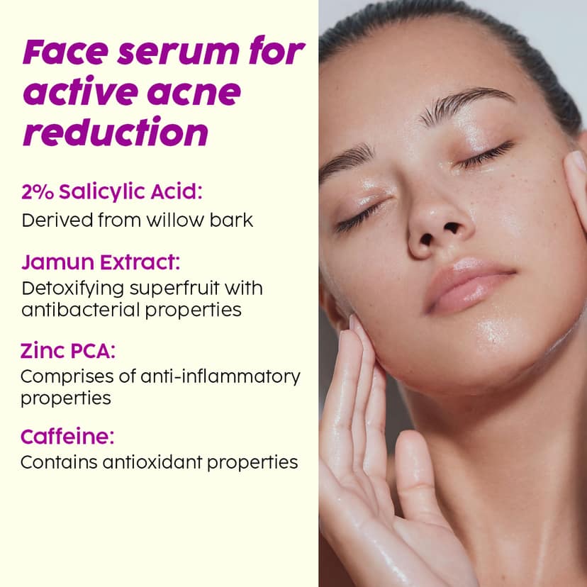 Jamun 2% Salicylic Acid Exfoliating Face Serum | For Active Acne & Blackheads __Pro Pack__ view 7