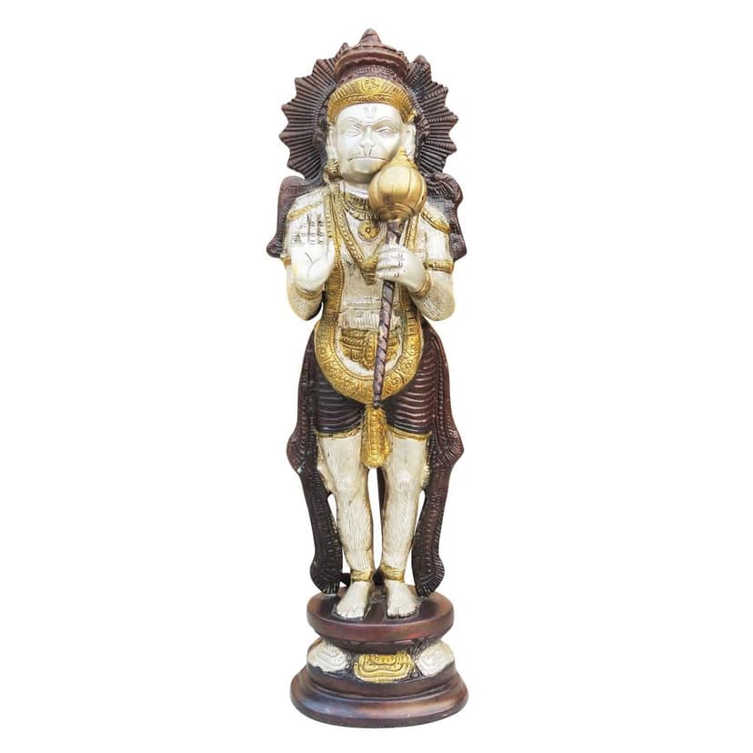 Brass Hanuman Ji Decorative Statue - Handcrafted Home Murti, Height : 17 Inch (BSMAS487) view 2