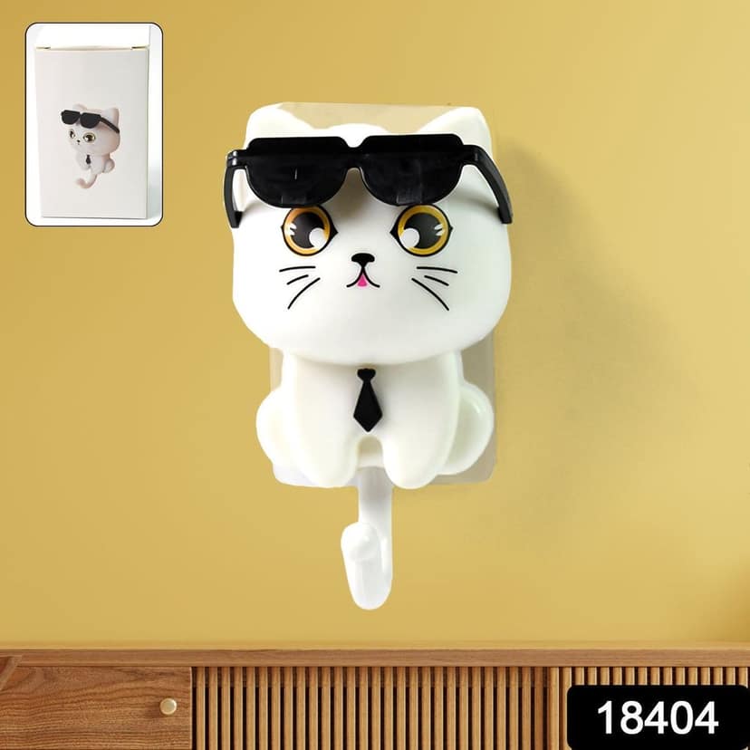 Cat Hook for Wall, Cute Cat Key Hook with Sunglasses (1 Pc) view 2
