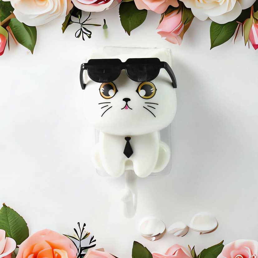 Cat Hook for Wall, Cute Cat Key Hook with Sunglasses (1 Pc) view 4